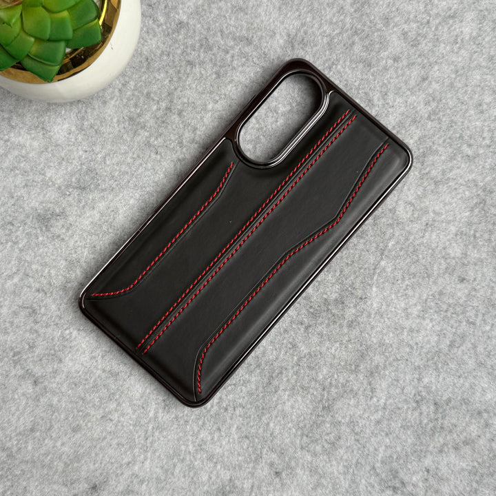 Samsung Galaxy S25 Edge PU Leather Stitch Chrome Case Cover