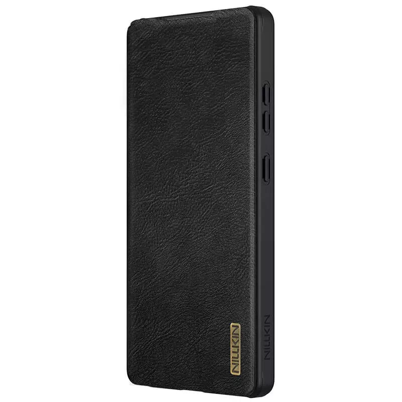 Samsung Galaxy S25 Ultra Camera Protection Nillkin Qin Prop Leather Flip Cover Black