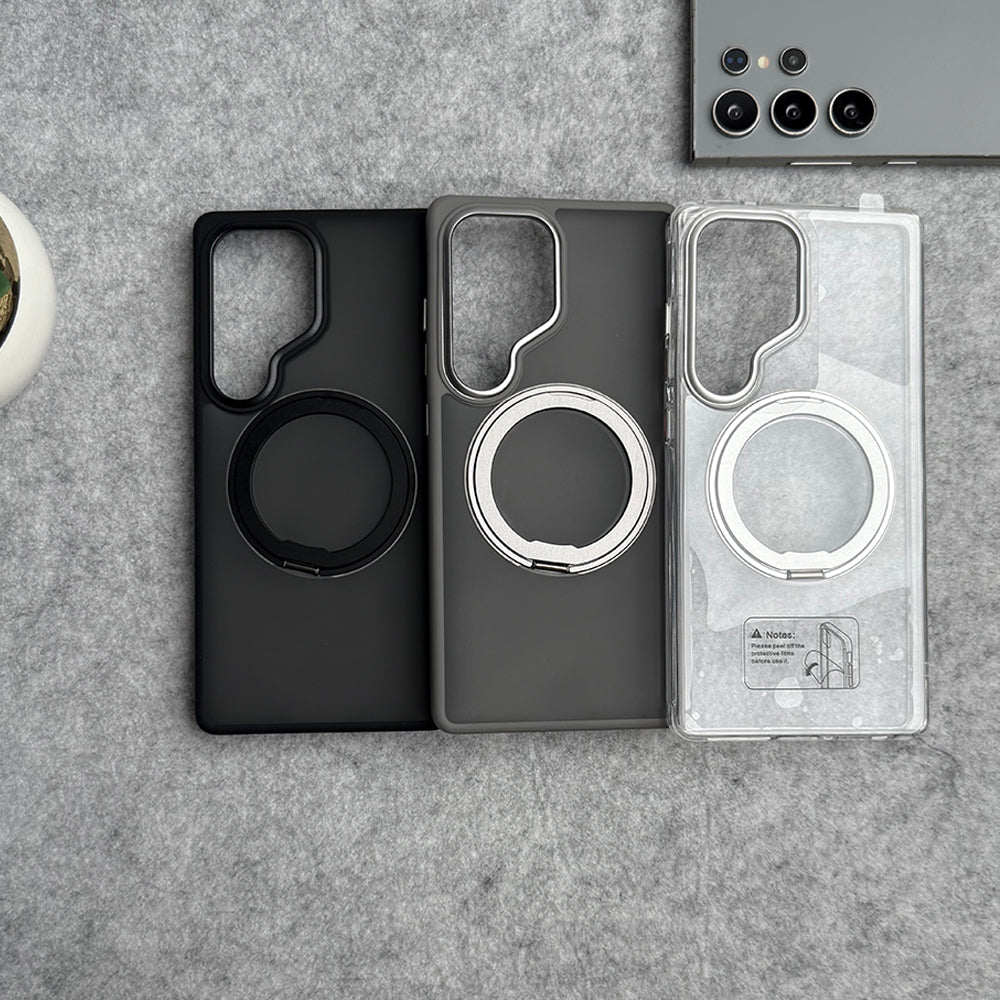 Samsung Galaxy S25 Ultra Clear Cover With Metal Stand and Metal Camera Bump