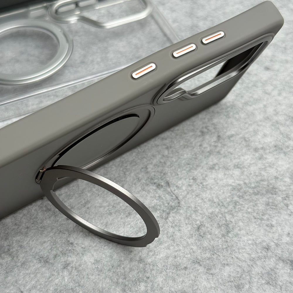 Samsung Galaxy S25 Ultra Clear Cover With Metal Stand and Metal Camera Bump