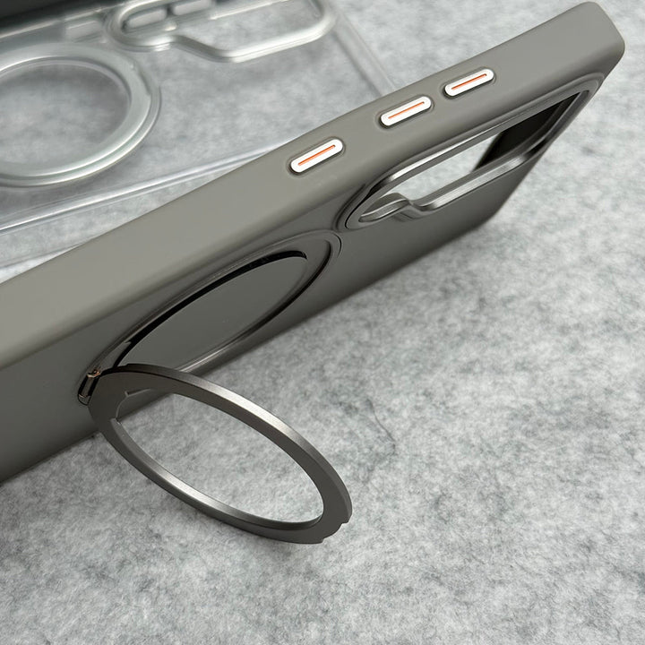 Samsung Galaxy S25 Ultra Clear Cover With Metal Stand and Metal Camera Bump