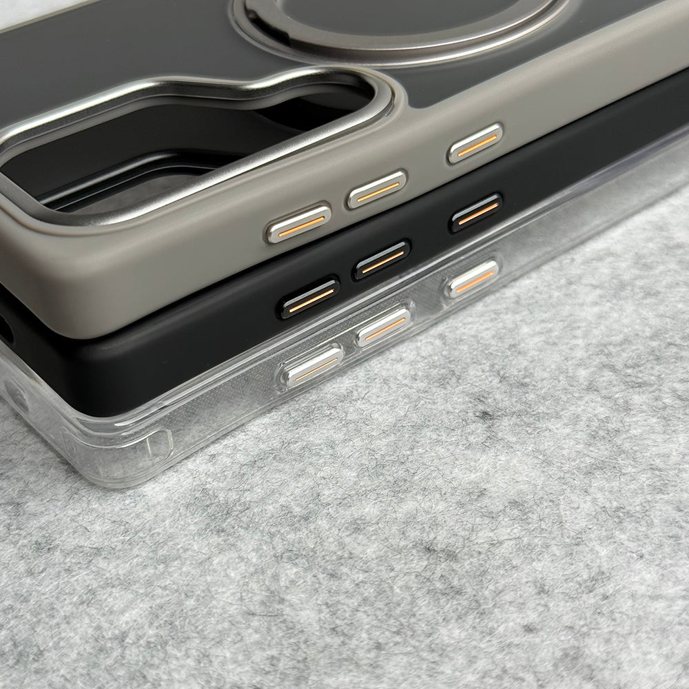 Samsung Galaxy S25 Ultra Clear Cover With Metal Stand and Metal Camera Bump