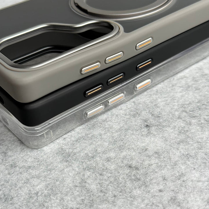 Samsung Galaxy S25 Ultra Clear Cover With Metal Stand and Metal Camera Bump