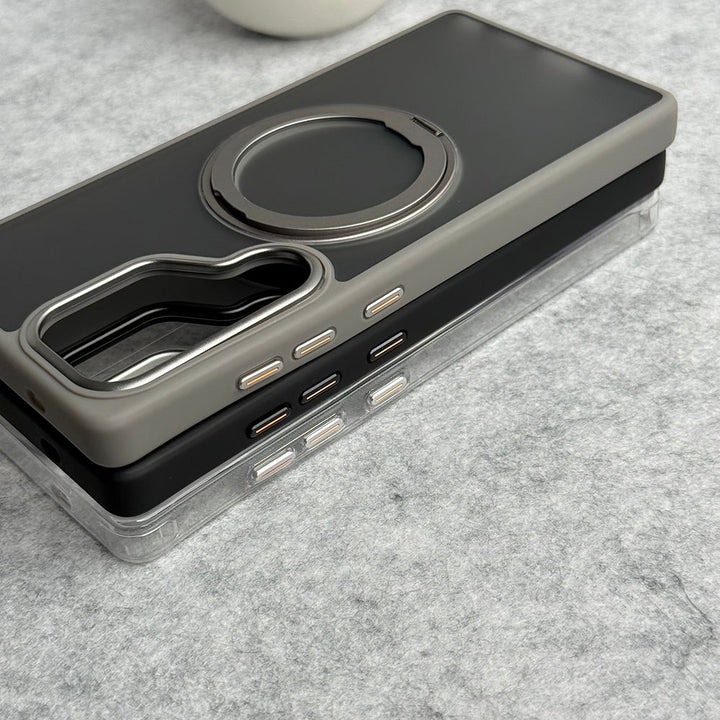 Samsung Galaxy S25 Ultra Clear Cover With Metal Stand and Metal Camera Bump