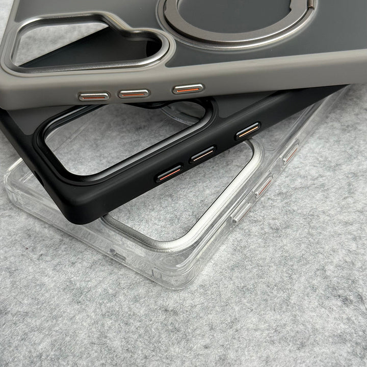 Samsung Galaxy S25 Ultra Clear Cover With Metal Stand and Metal Camera Bump