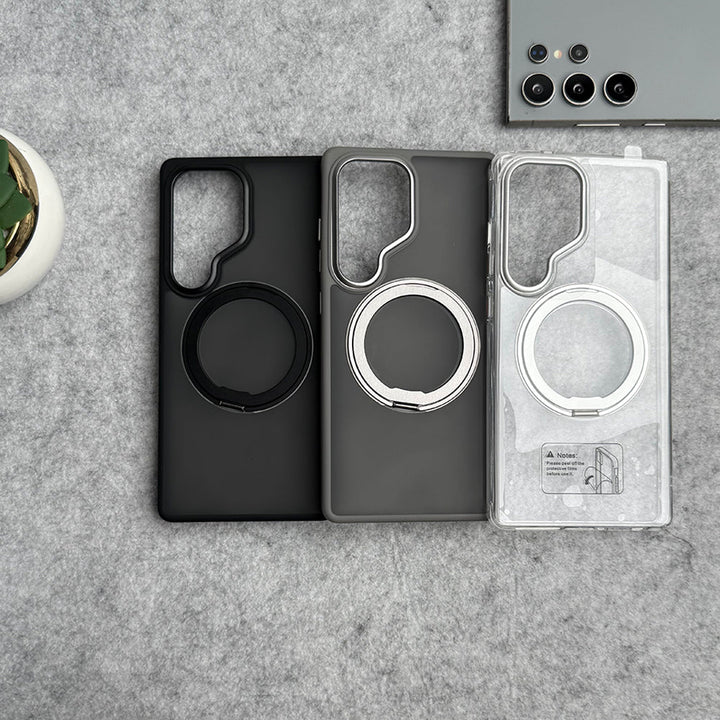 Samsung Galaxy S25 Ultra Clear Cover With Metal Stand and Metal Camera Bump