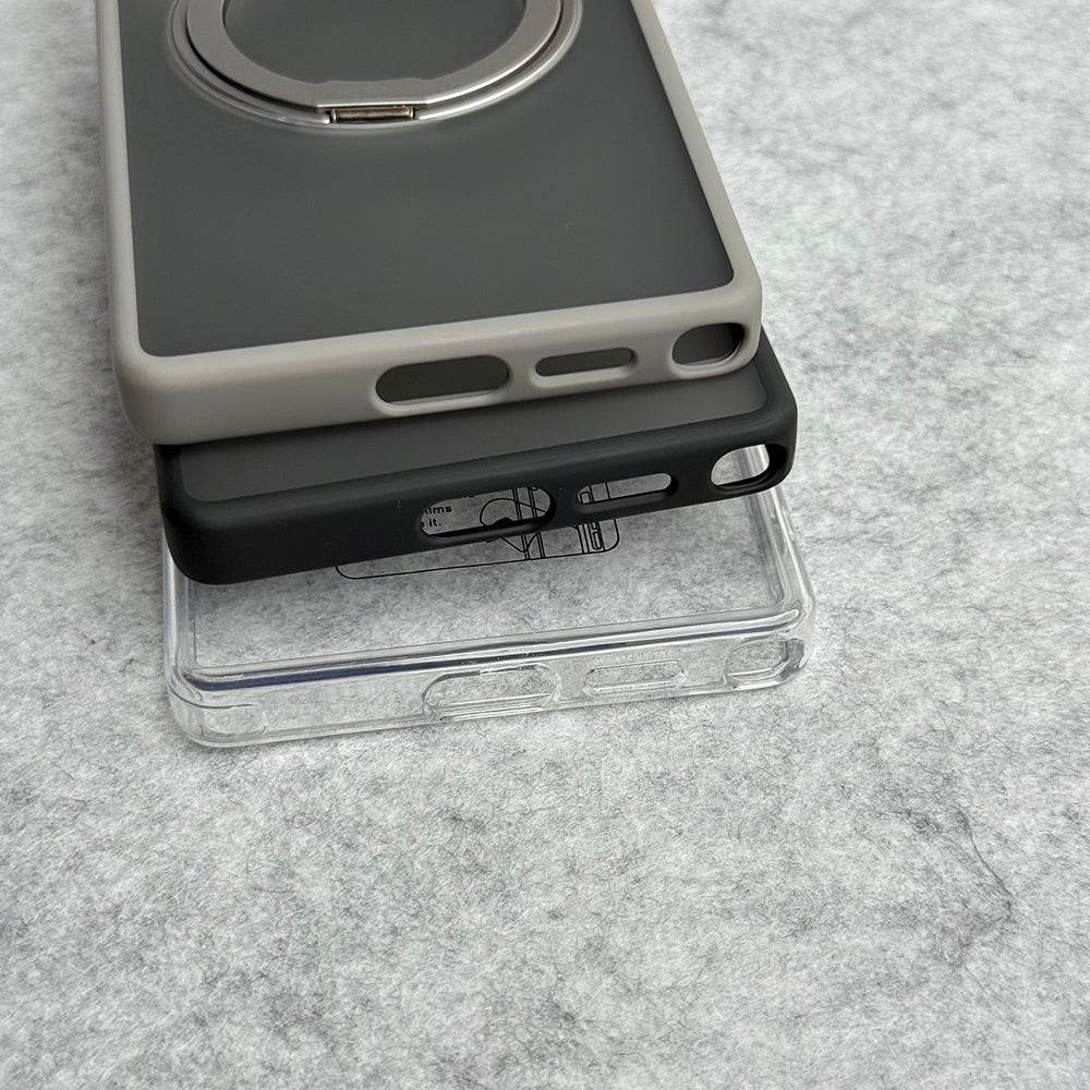 Samsung Galaxy S25 Ultra Clear Cover With Metal Stand and Metal Camera Bump
