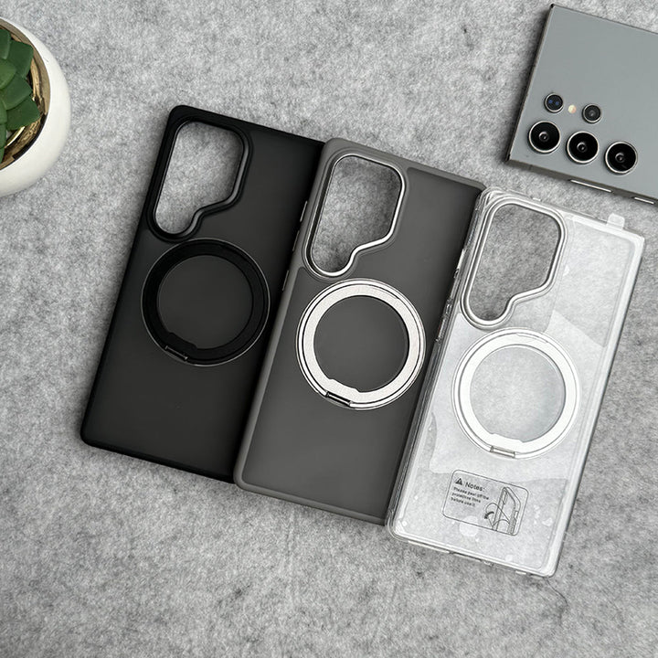 Samsung Galaxy S25 Ultra Clear Cover With Metal Stand and Metal Camera Bump