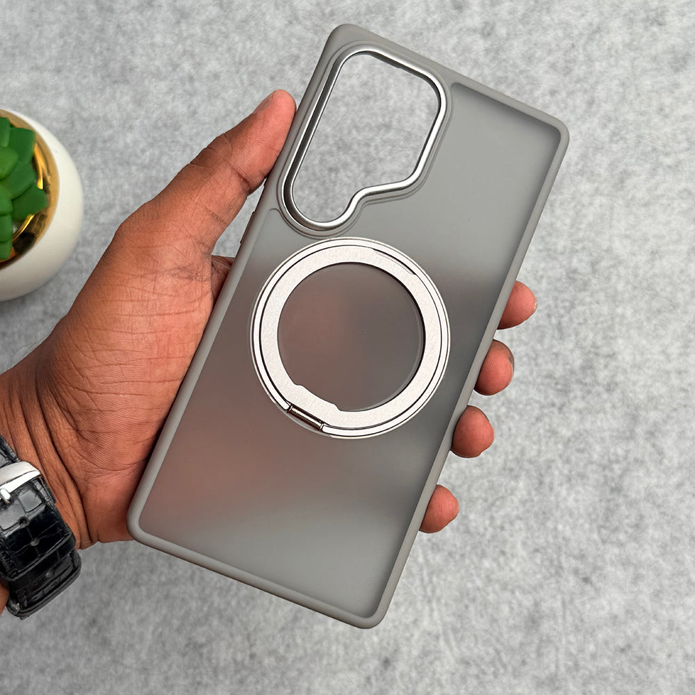 Samsung Galaxy S25 Ultra Clear Cover With Metal Stand and Metal Camera Bump