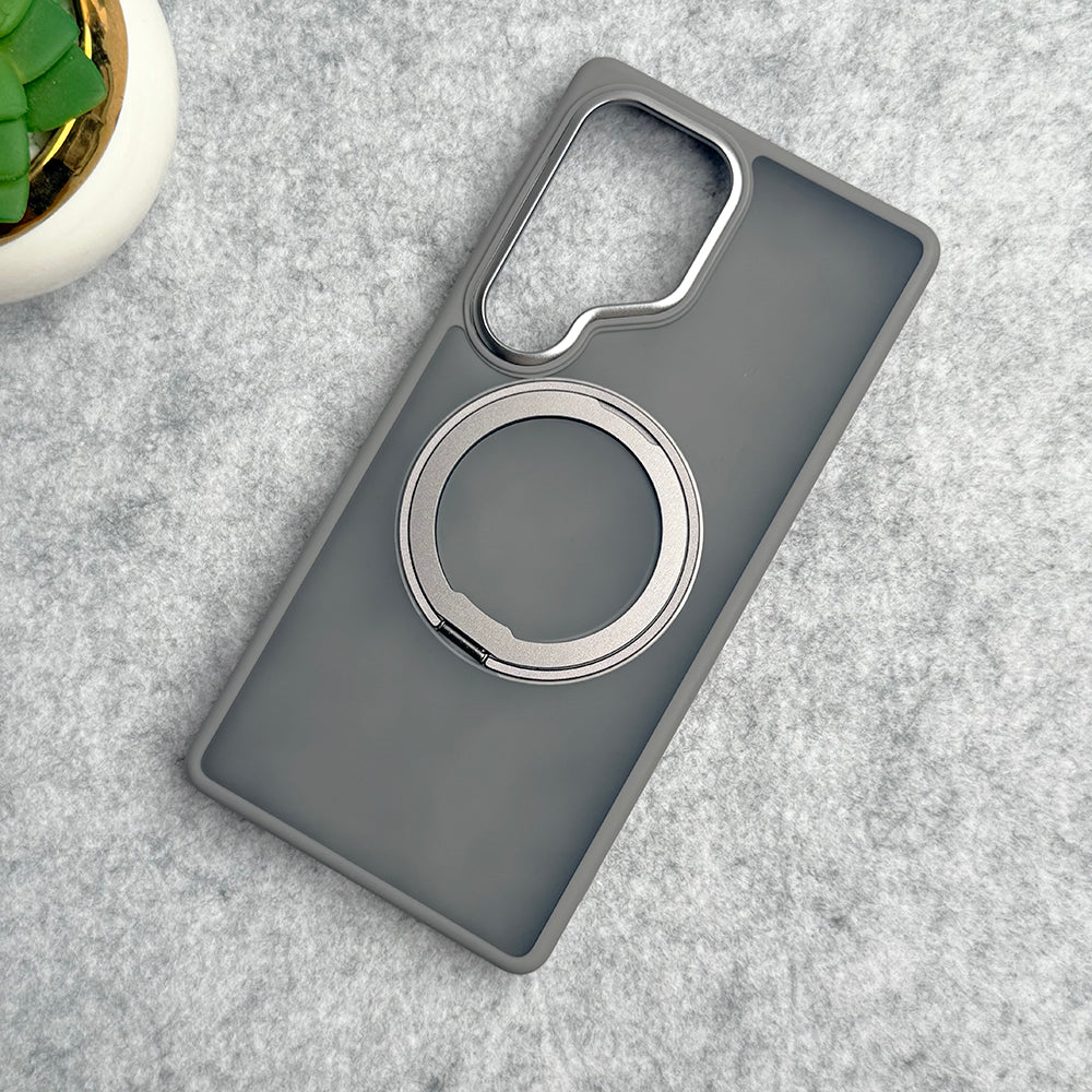 Samsung Galaxy S25 Ultra Clear Cover With Metal Stand and Metal Camera Bump