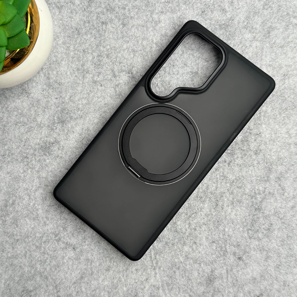 Samsung Galaxy S25 Ultra Clear Cover With Metal Stand and Metal Camera Bump