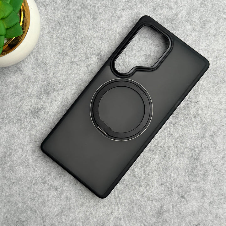 Samsung Galaxy S25 Ultra Clear Cover With Metal Stand and Metal Camera Bump