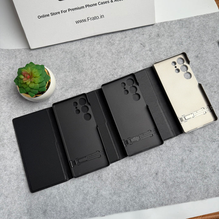 Samsung Galaxy S25 Ultra Flip Leather Bracket Card Holder Kick Stand Case
