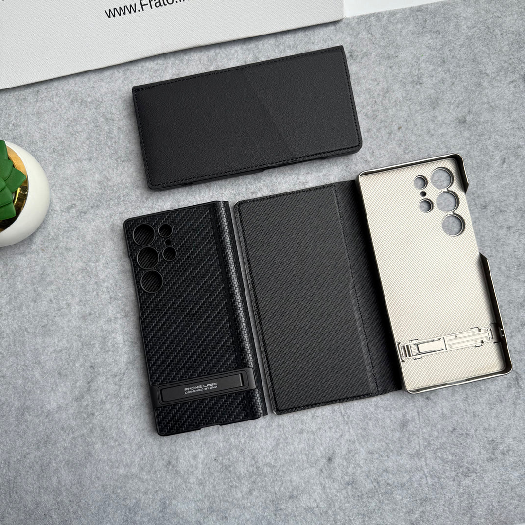 Samsung Galaxy S25 Ultra Flip Leather Bracket Card Holder Kick Stand Case