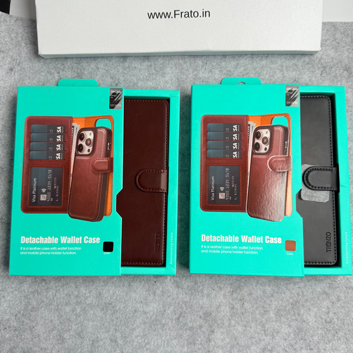 Samsung Galaxy S25 Ultra Leather Flip 2 in 1 Detachable Front and Back Wallet Case Cover