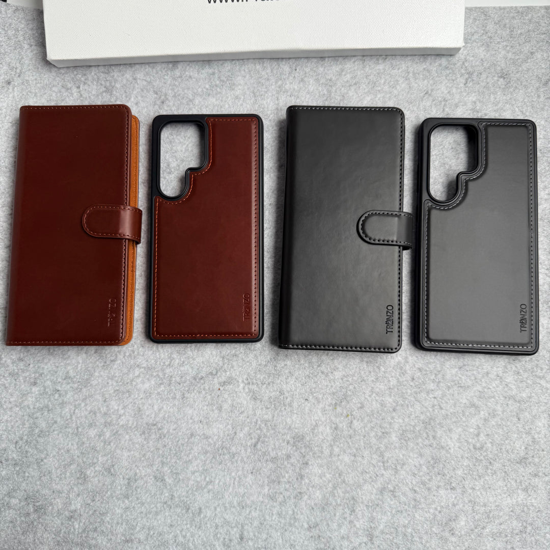 Samsung Galaxy S25 Ultra Leather Flip 2 in 1 Detachable Front and Back Wallet Case Cover
