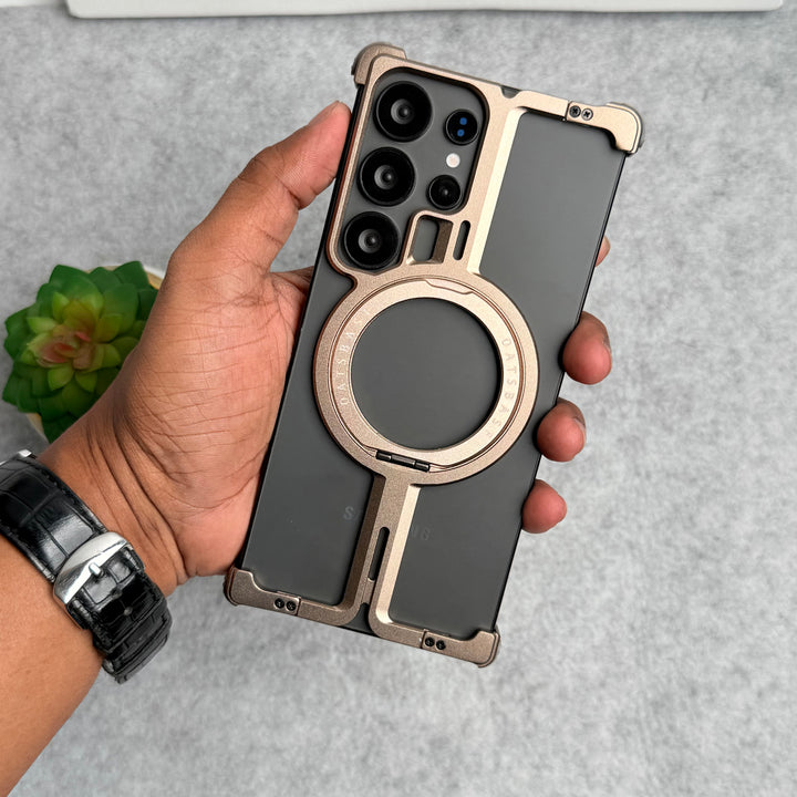 Samsung Galaxy S25 Ultra Metals Frameless Bumper Case With Rotating Stand