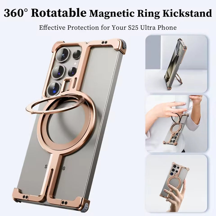 Samsung Galaxy S25 Ultra Metals Frameless Bumper Case With Rotating Stand