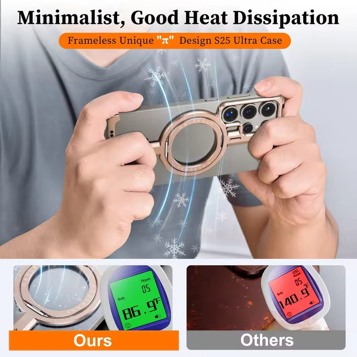 Samsung Galaxy S25 Ultra Metals Frameless Bumper Case With Rotating Stand