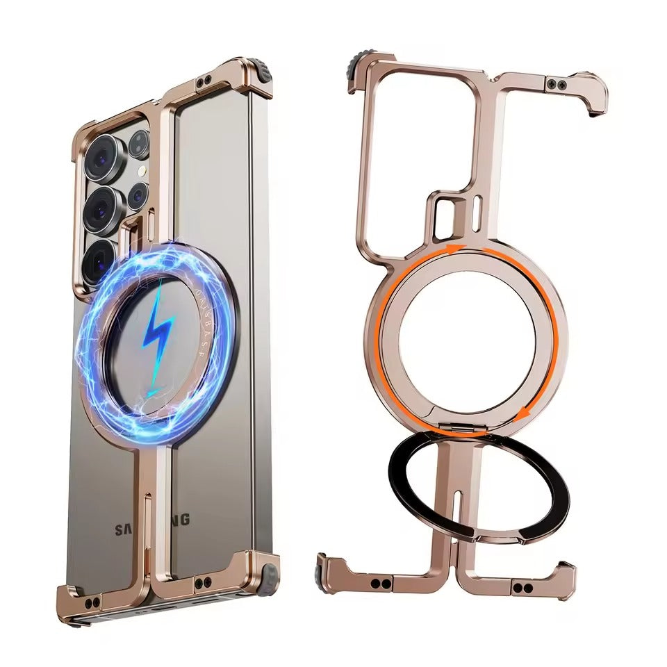 Samsung Galaxy S25 Ultra Metals Frameless Bumper Case With Rotating Stand