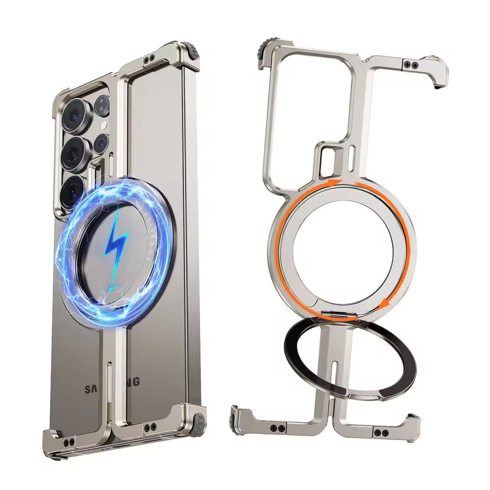 Samsung Galaxy S25 Ultra Metals Frameless Bumper Case With Rotating Stand
