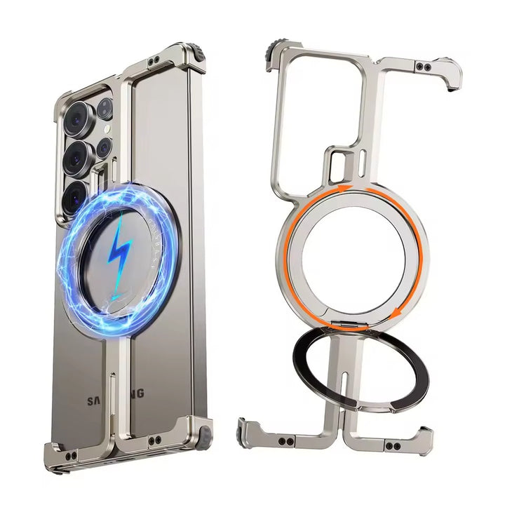 Samsung Galaxy S25 Ultra Metals Frameless Bumper Case With Rotating Stand