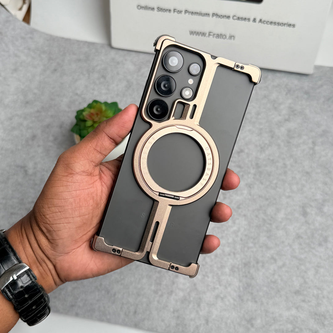 Samsung Galaxy S25 Ultra Metals Frameless Bumper Case With Rotating Stand