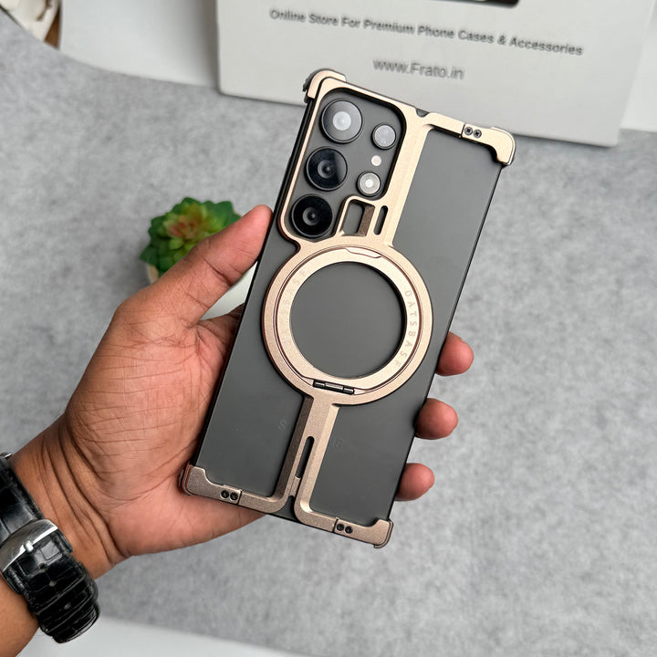 Samsung Galaxy S25 Ultra Metals Frameless Bumper Case With Rotating Stand