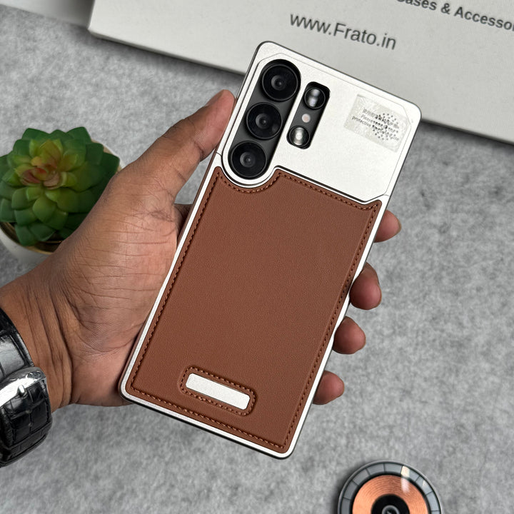 Samsung Galaxy S25 Ultra Premium Metallic AeroFLex Aluminium Stitch Leather Case