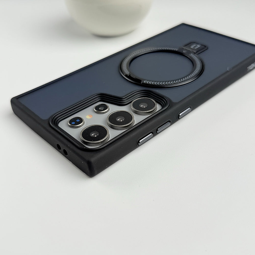 Samsung Galaxy S25 Ultra Smoke Frosted Case With Metal Stand