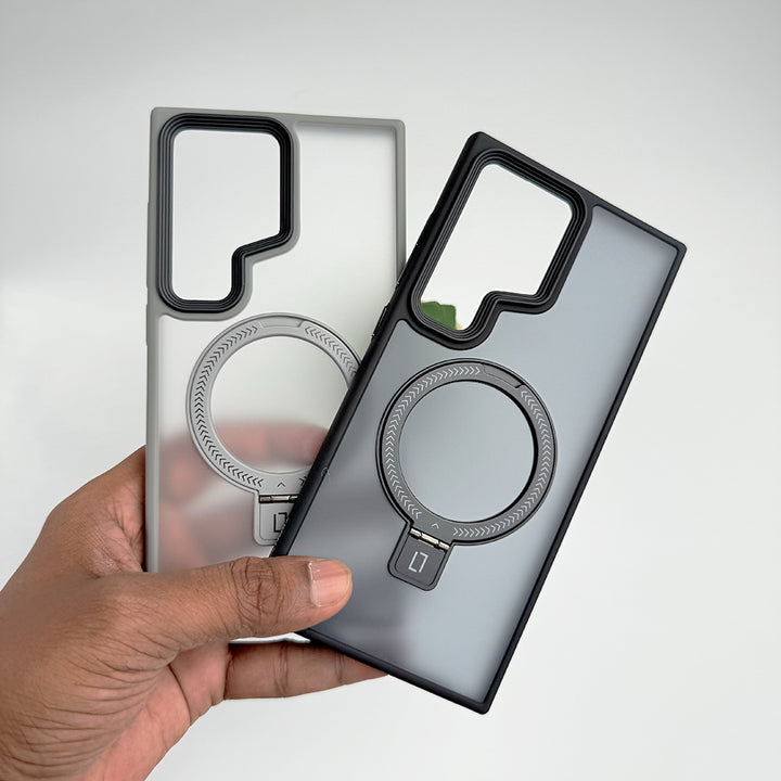 Samsung Galaxy S25 Ultra Smoke Frosted Case With Metal Stand