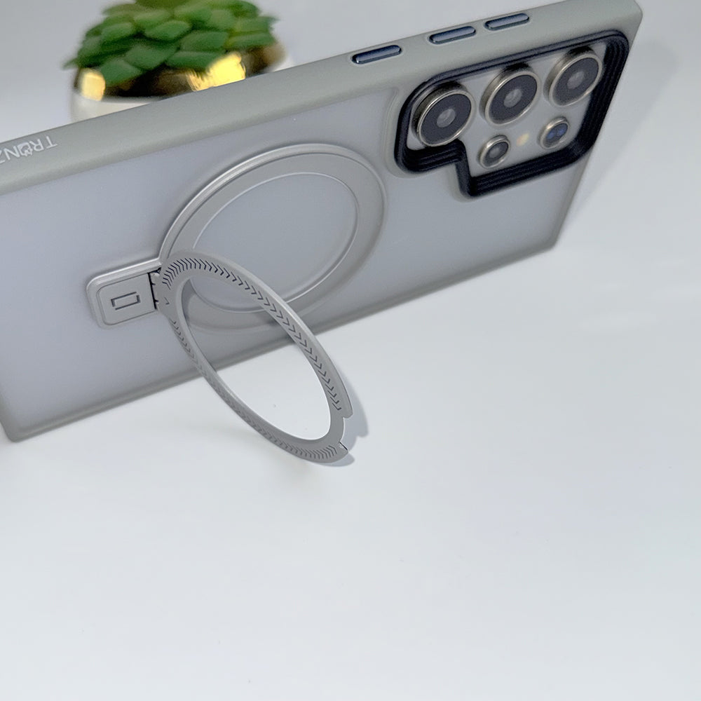 Samsung Galaxy S25 Ultra Smoke Frosted Case With Metal Stand