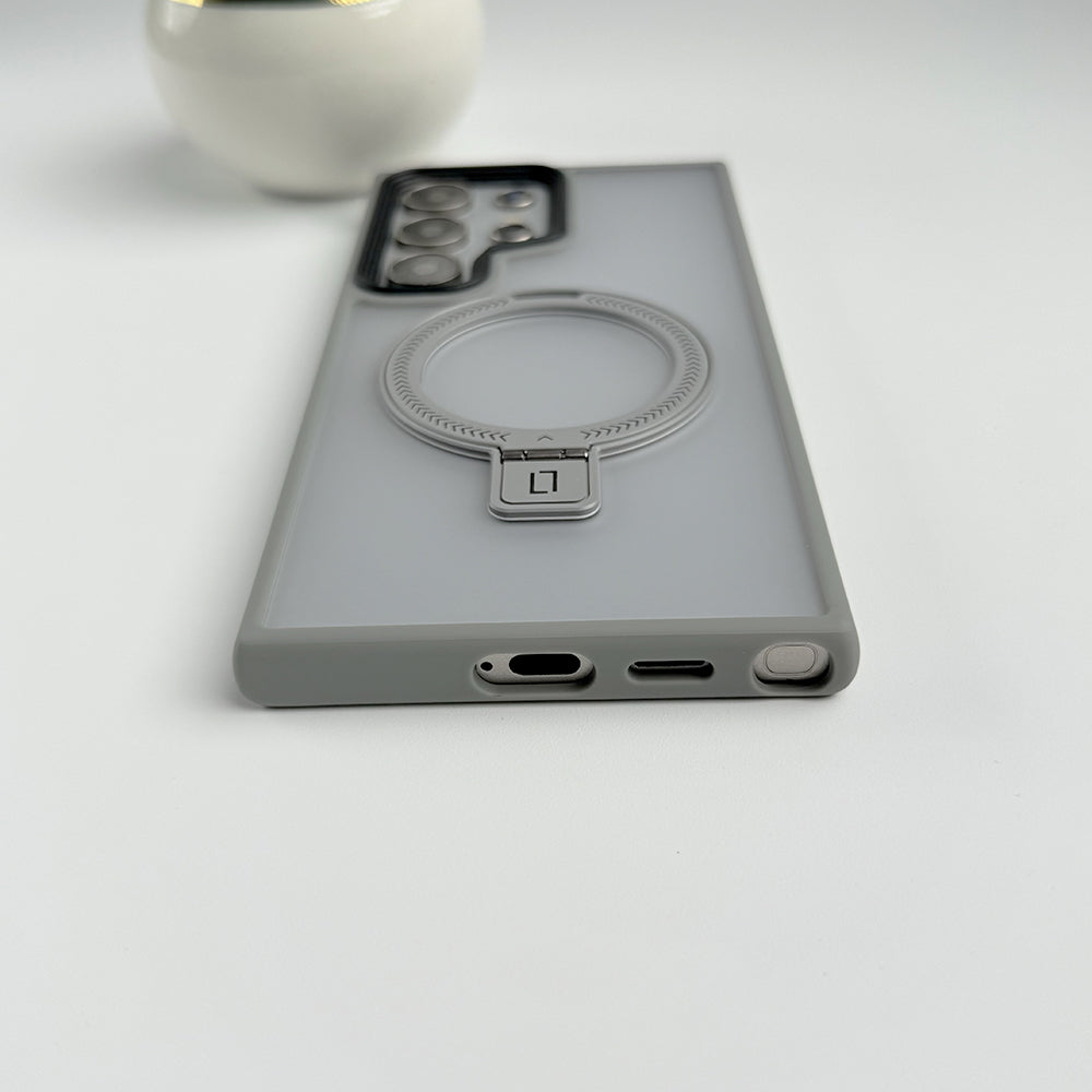 Samsung Galaxy S25 Ultra Smoke Frosted Case With Metal Stand