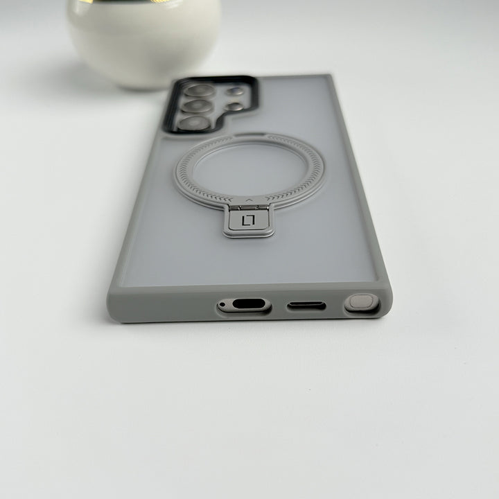 Samsung Galaxy S25 Ultra Smoke Frosted Case With Metal Stand