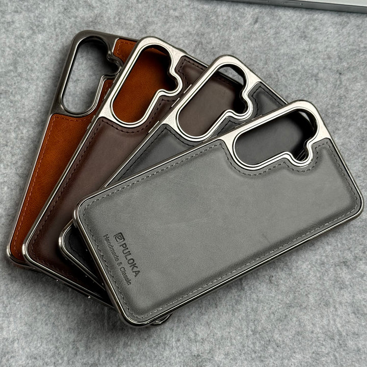 Samsung Galaxy Series PU Leather Side Chrome Case Cover