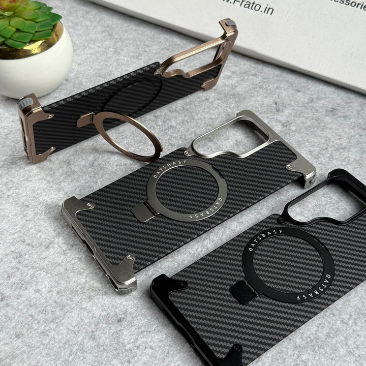Samsung Galaxy Ultra Series Carbon Texture Frameless Metal Kickstand Case