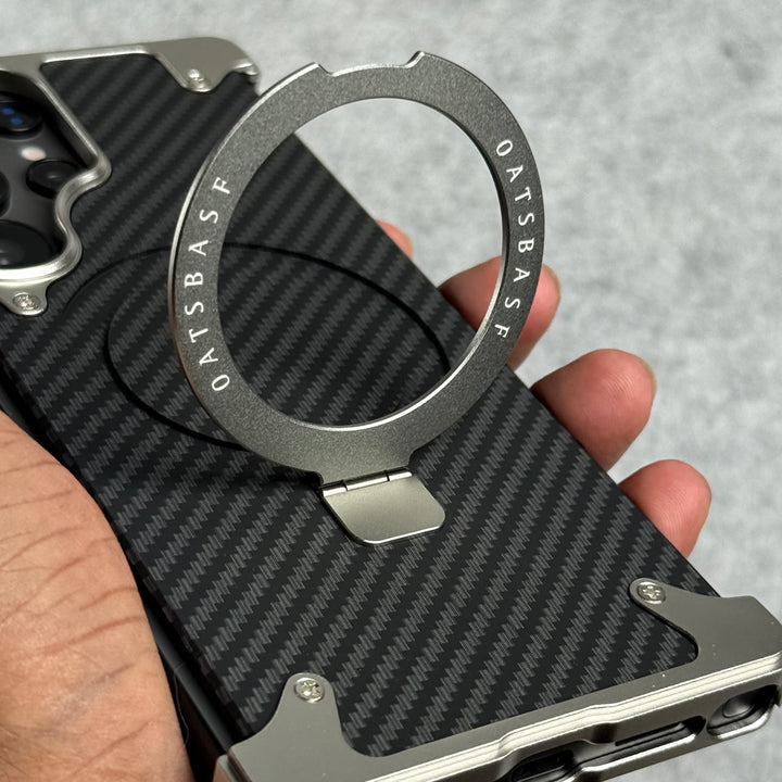 Samsung Galaxy Ultra Series Carbon Texture Frameless Metal Kickstand Case