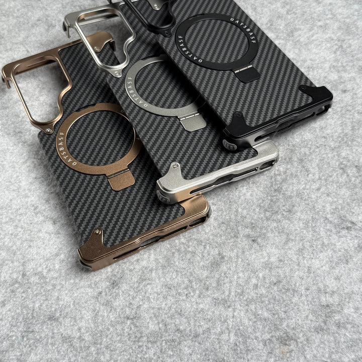 Samsung Galaxy Ultra Series Carbon Texture Frameless Metal Kickstand Case