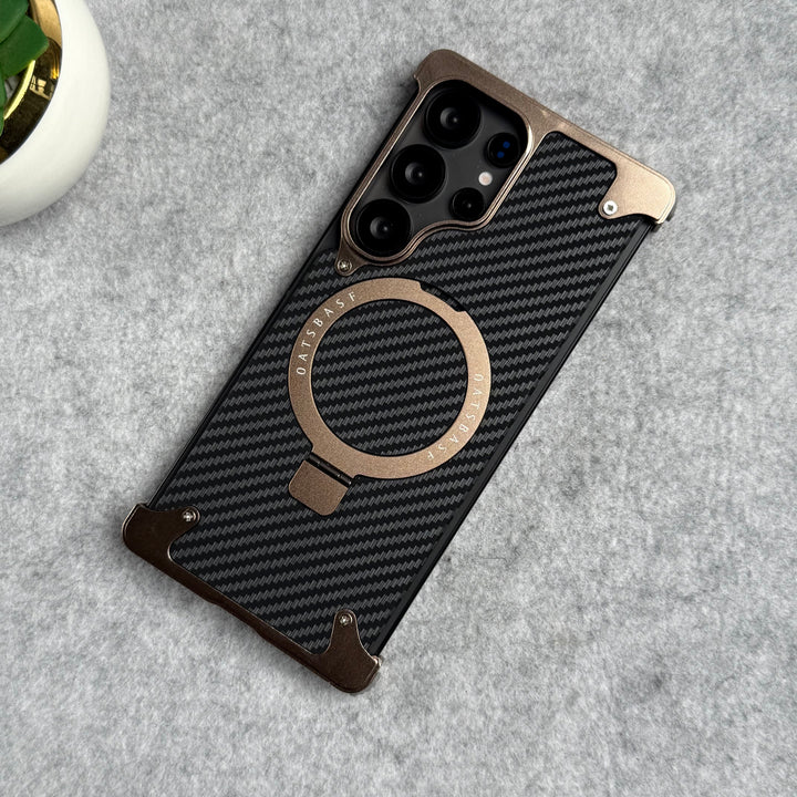 Samsung Galaxy Ultra Series Carbon Texture Frameless Metal Kickstand Case