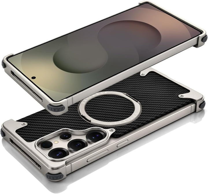 Samsung Galaxy Ultra Series Carbon Texture Frameless Metal Kickstand Case