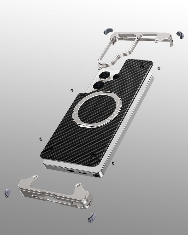 Samsung Galaxy Ultra Series Carbon Texture Frameless Metal Kickstand Case