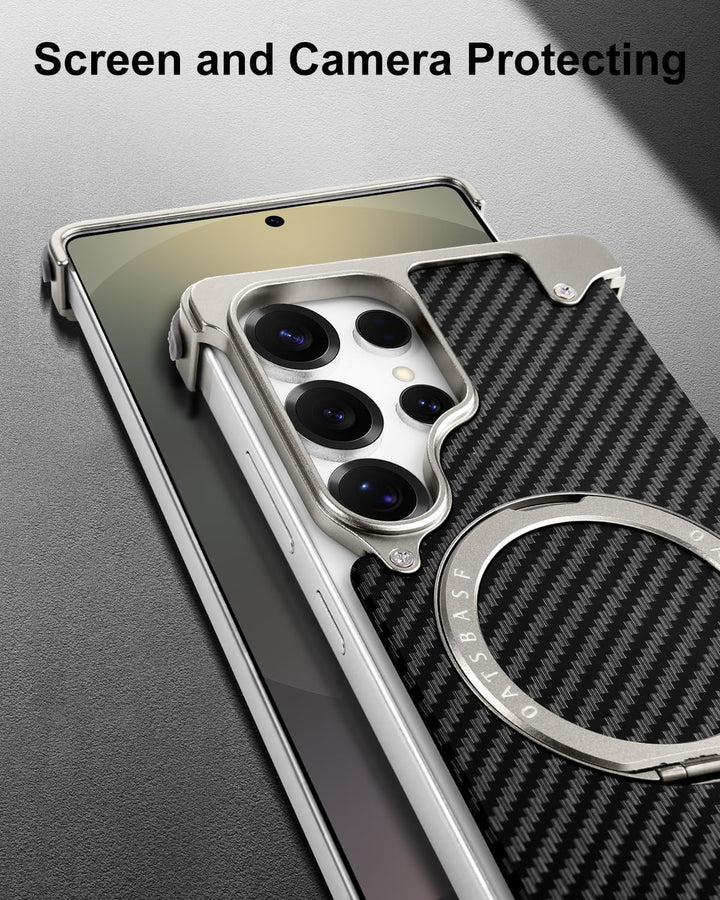 Samsung Galaxy Ultra Series Carbon Texture Frameless Metal Kickstand Case