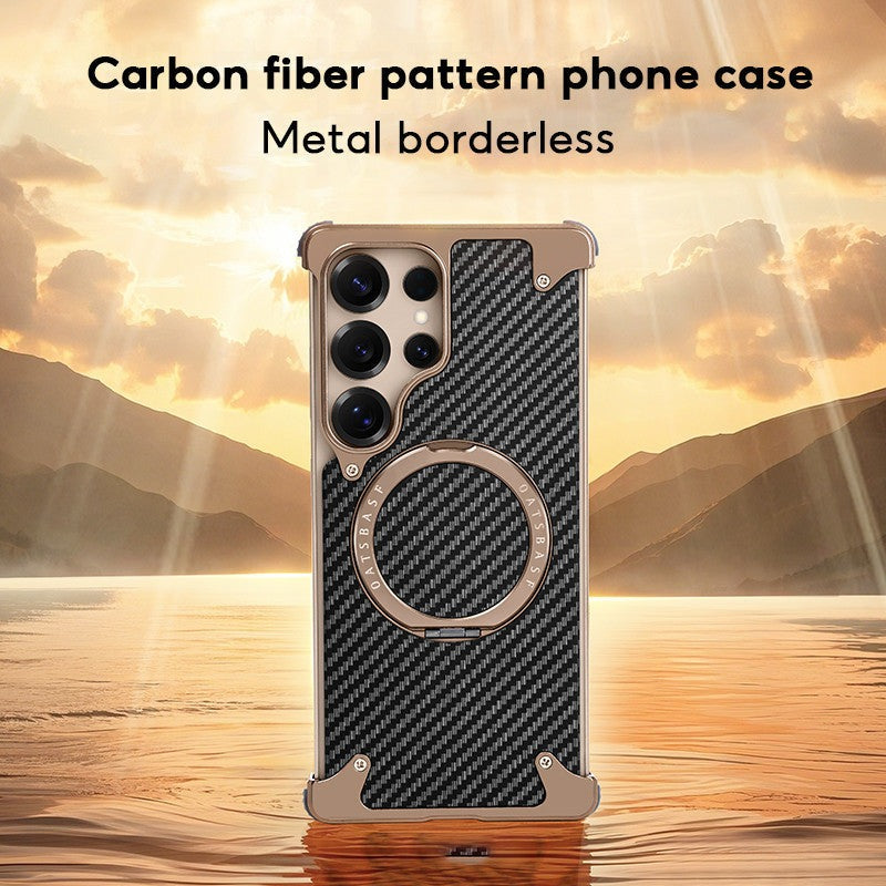 Samsung Galaxy Ultra Series Carbon Texture Frameless Metal Kickstand Case