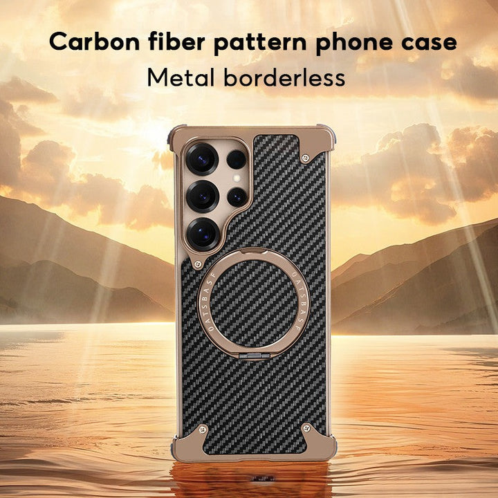 Samsung Galaxy Ultra Series Carbon Texture Frameless Metal Kickstand Case