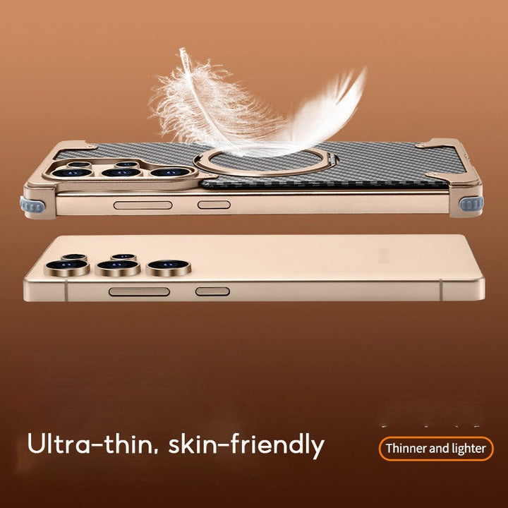 Samsung Galaxy Ultra Series Carbon Texture Frameless Metal Kickstand Case