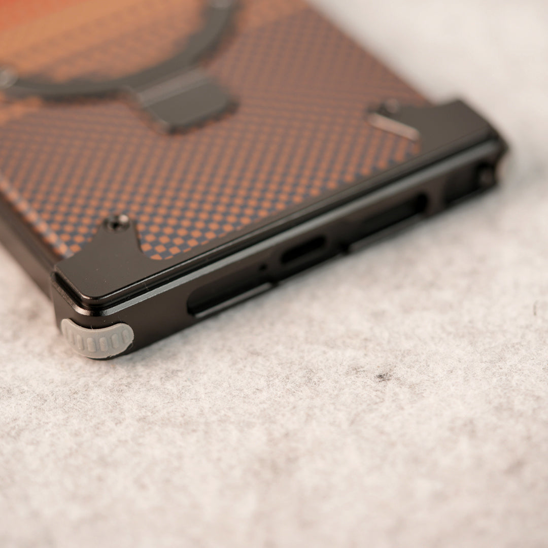Samsung Galaxy Ultra Series Kevlar Fiber Texture Frameless Metal Kickstand Case