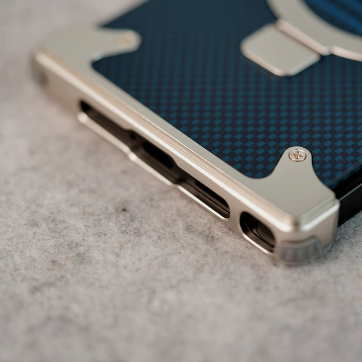 Samsung Galaxy Ultra Series Kevlar Fiber Texture Frameless Metal Kickstand Case