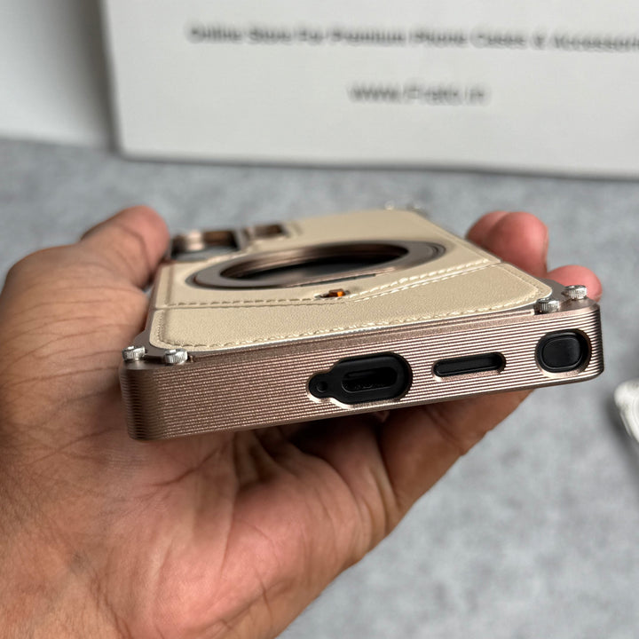 Samsung Galaxy Ultra Series Premium Leather Aluminium Metal Snap On Rotating Stand case