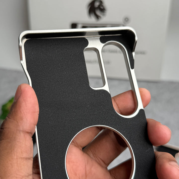 Samsung Galaxy Ultra Series Premium Leather Aluminium Metal Snap On Rotating Stand case