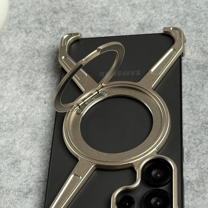 Samsung Galaxy Ultra Series X Shape Aluminum Metal Rotating Kickstand Frameless Design Magsafe Case